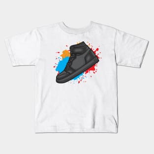 AJ 1 High Triple Black Sneaker Kids T-Shirt